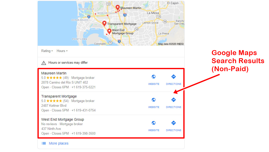 Google Maps Results